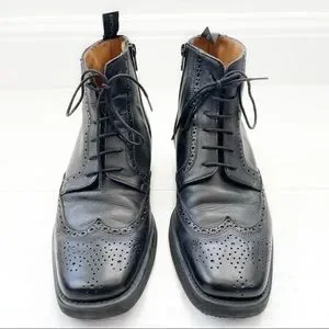 Prada | Shoes | Prada Lace Up Ankle Wingtip Boots | Poshmark display picture 1